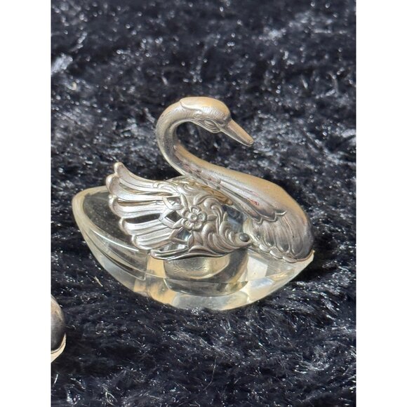 Vintage  Godinger Crystal Sterling Silvet Salt Cellar Articulated Wings Set Of 2 - Picture 4 of 12